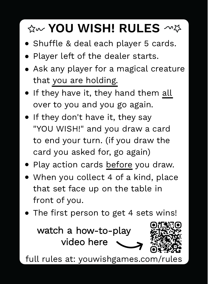 "Rule" action card from You Wish! game